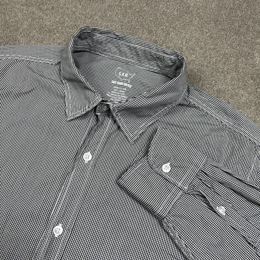 Save Khaki United SKU Shirt Button Up Mens Large Black Gingham Check USA Made